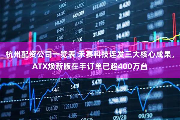 杭州配资公司一览表 禾赛科技连发三大核心成果，ATX焕新版在手订单已超400万台